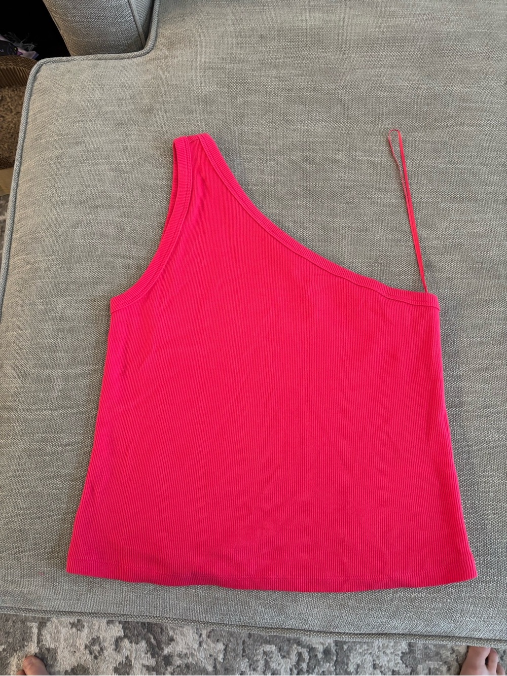 Pilcro One-Shoulder Ribbed Camisole in Bright Pink